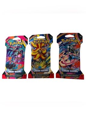 Pokémon Chaos Rising Booster Packs - Set of 3 - Colorful Artwork MWT